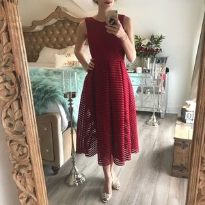 Dark Red Pleated Cocktail Dress